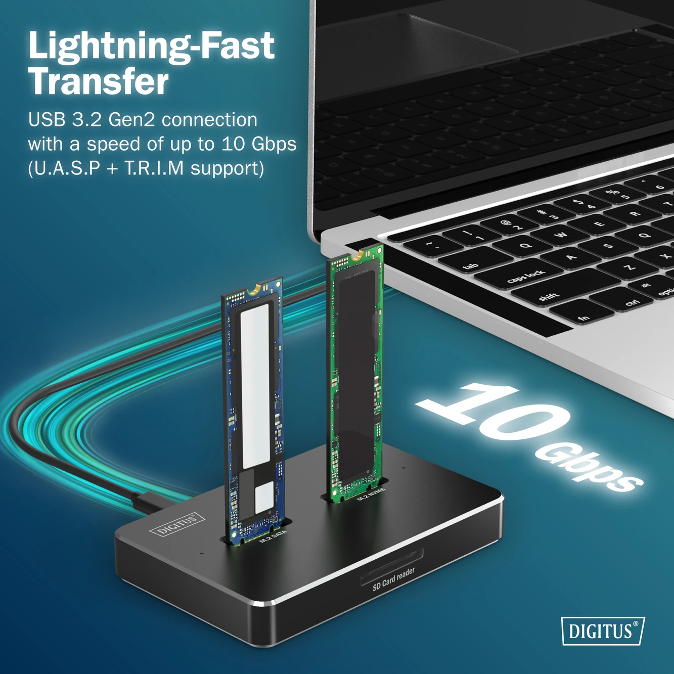 2’si 1 Arada M.2 NVMe + SATA SSD Docking Station – USB-C, SD Express, 10Gbps Hız