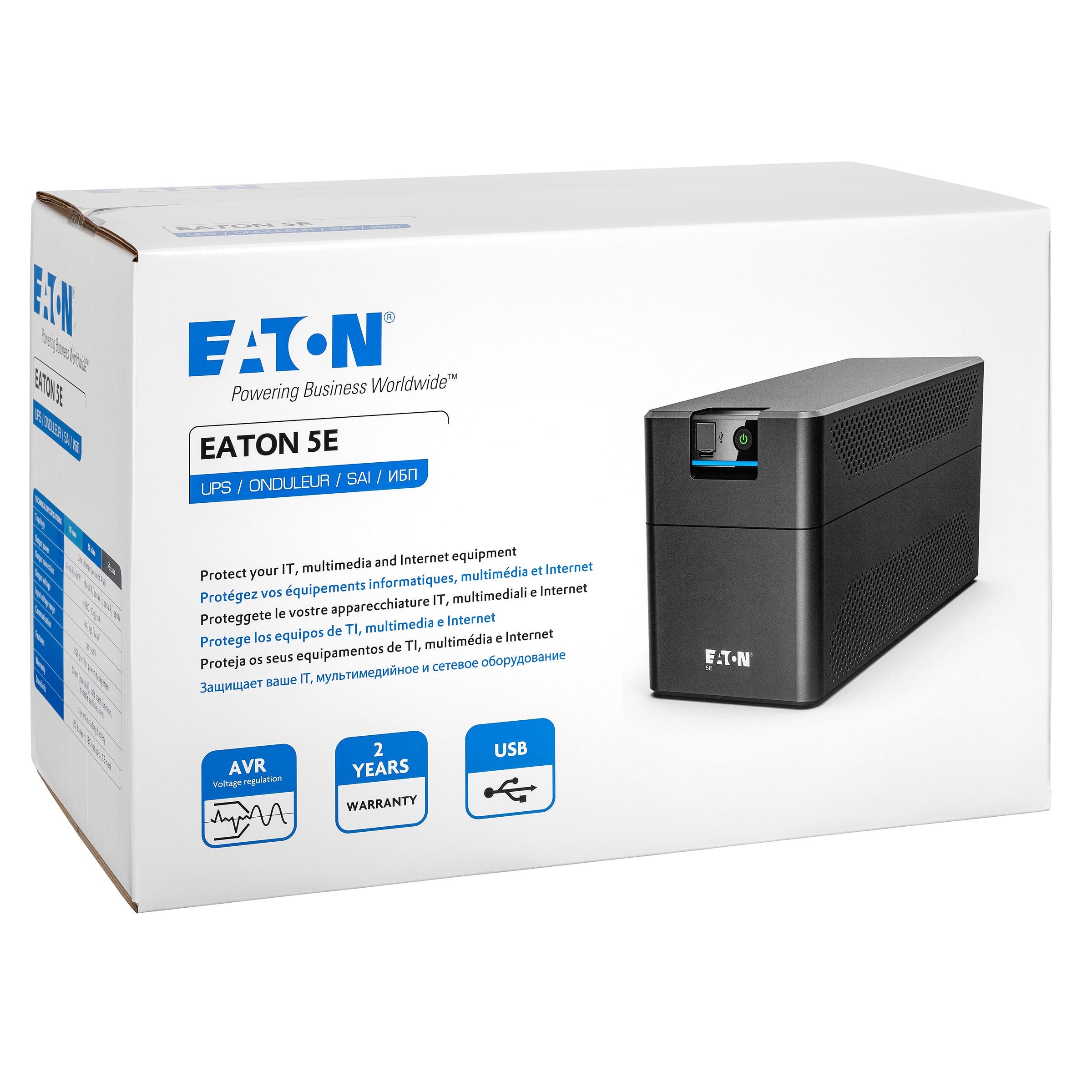 Eaton 5E2200UI 2200VA Line-Interactive Ups Güç kaynağı schuko cıkış.usb