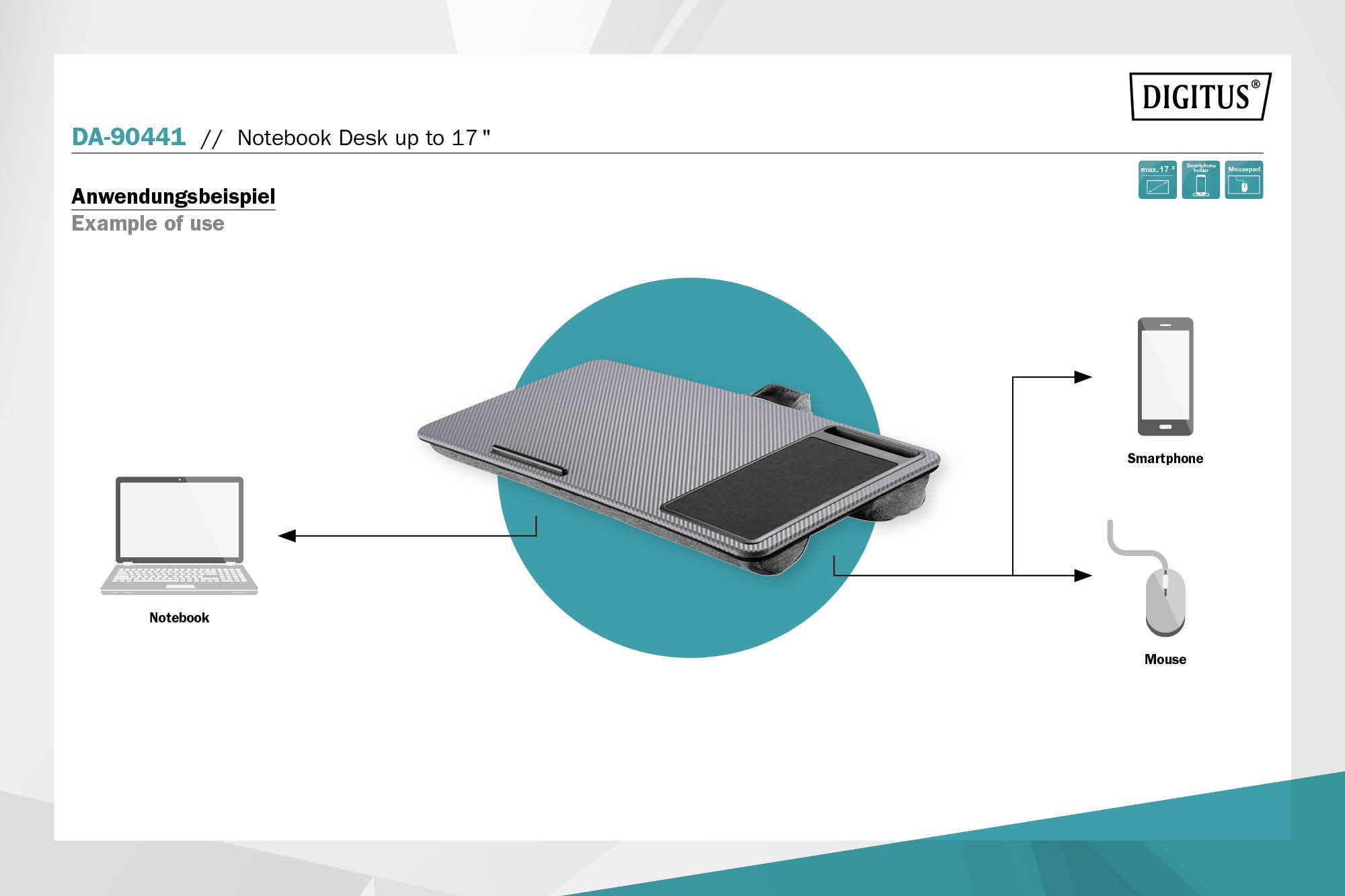 Minderli Laptop Sehpası 17INÇ Max Notebook, Tablet ve Telefon Bölmeli Masa