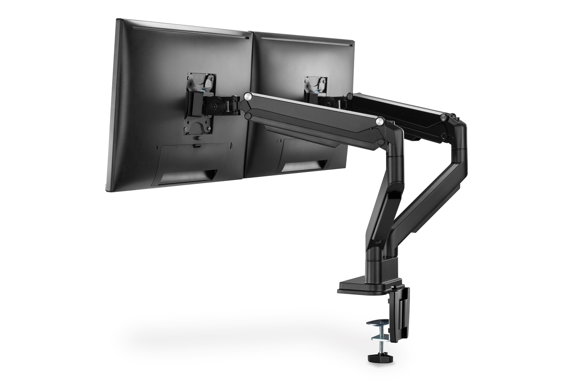 Gaz basınçlı yaya sahip sıkıştırmalı ikili monitör tutucu 17-32", 2 x 9 kg (maks.), siyah
