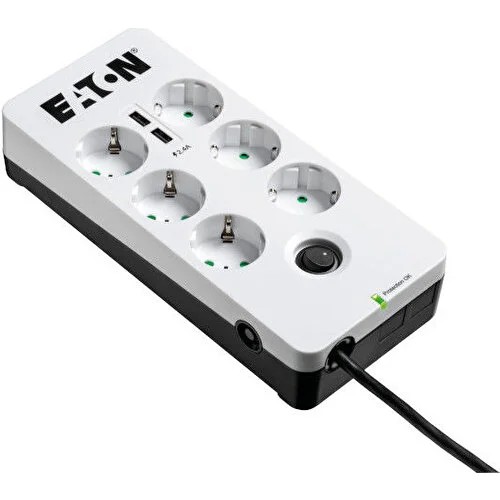 Eaton 6'lı Akım Korumalı Priz ve 2 USB Girişi(6'lı Schuko)