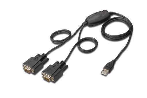 Digitus USB 2.0 - 2 x RS232 (Seri) Çevirici Kablosu, 1.5 Metre