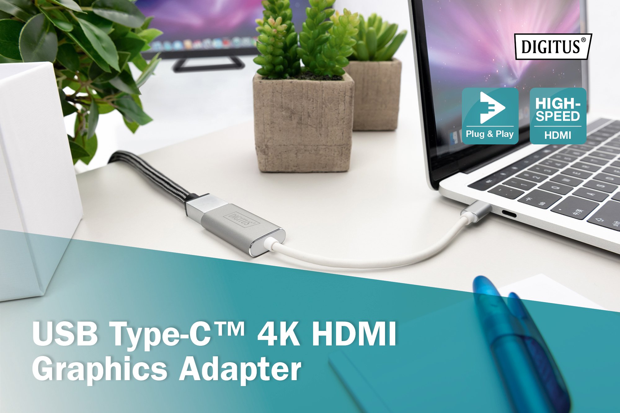 Digitus Usb Type C 4K Hdmı Adapter, Aluminium Housing, 20Cm Cable Length Chipset Da-70836