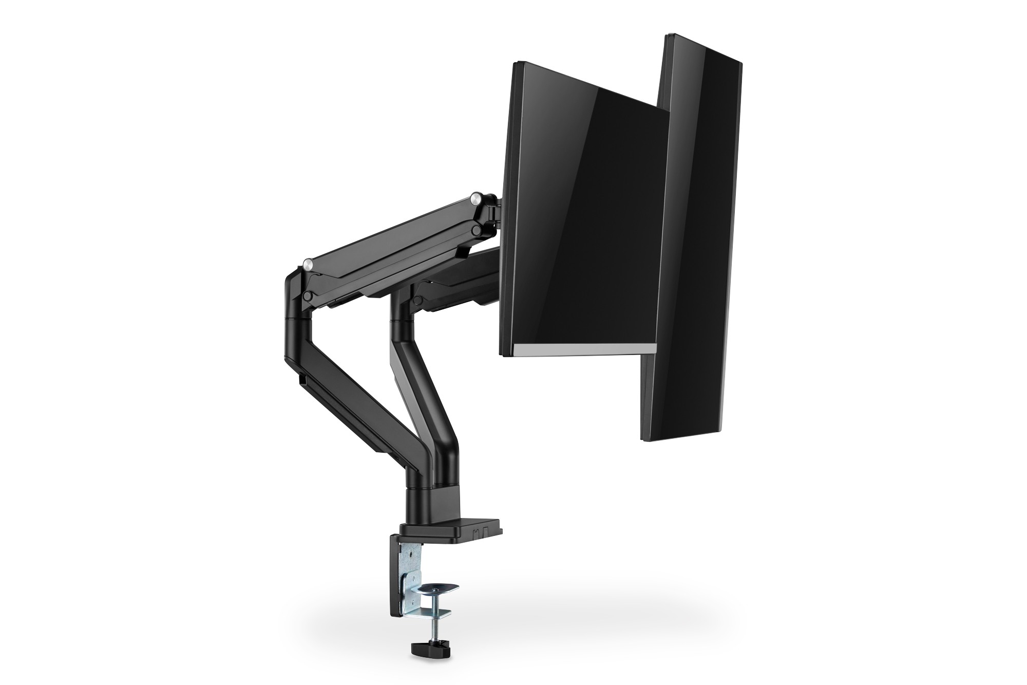 Gaz basınçlı yaya sahip sıkıştırmalı ikili monitör tutucu 17-32", 2 x 9 kg (maks.), siyah