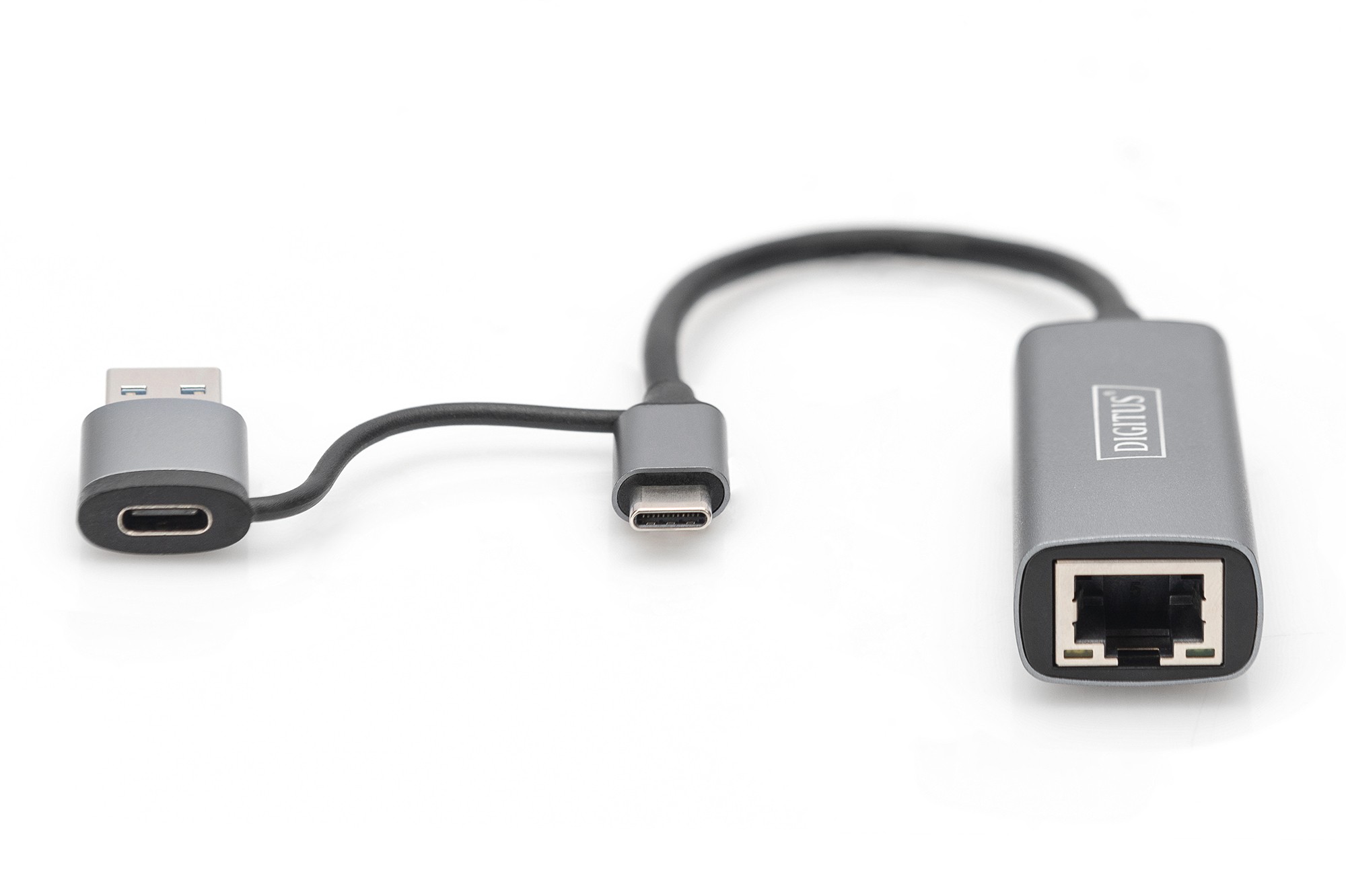 DIGITUS USB Type-C™ Gigabit Ethernet Adaptörü 2.5G, USB-C™ + USB A (USB3.1/3.0)