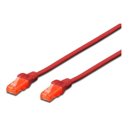 CAT 6 U-UTP bağlantı kablosu, bakır, LSZH AWG 26/7, uzunluk 0,50 m, kırmızı renk