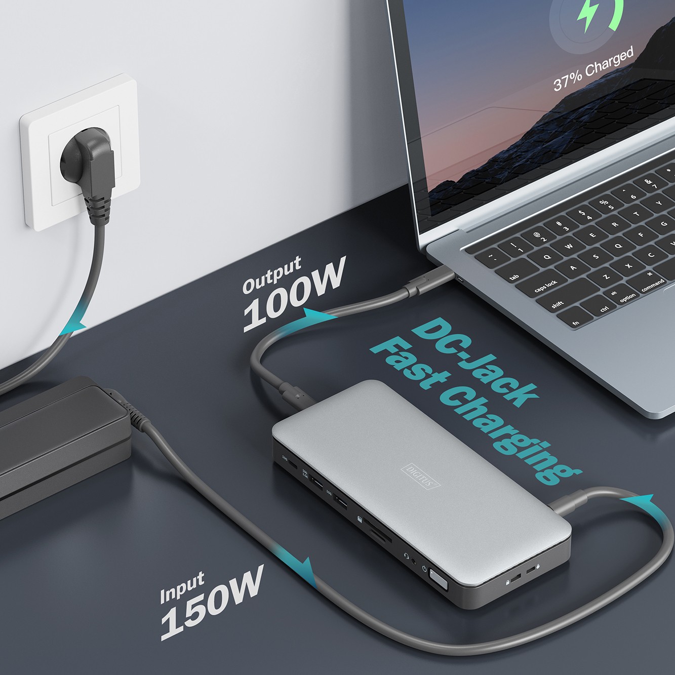 DIGITUS USB-C Docking Statio 3.2 Gen 2 bağlantı noktası (10 Gbit/s),11 Port