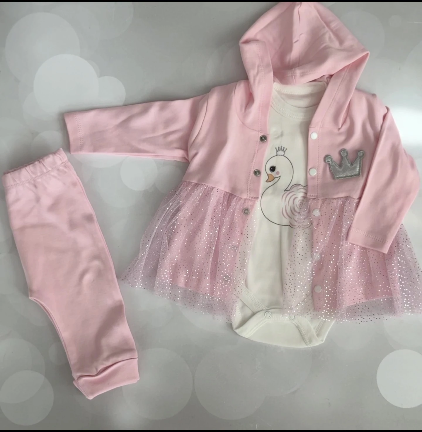 TÜL DETAYLI HIRKA PANTOLON PENYE ZIBIN TAKIMI - PEMBE