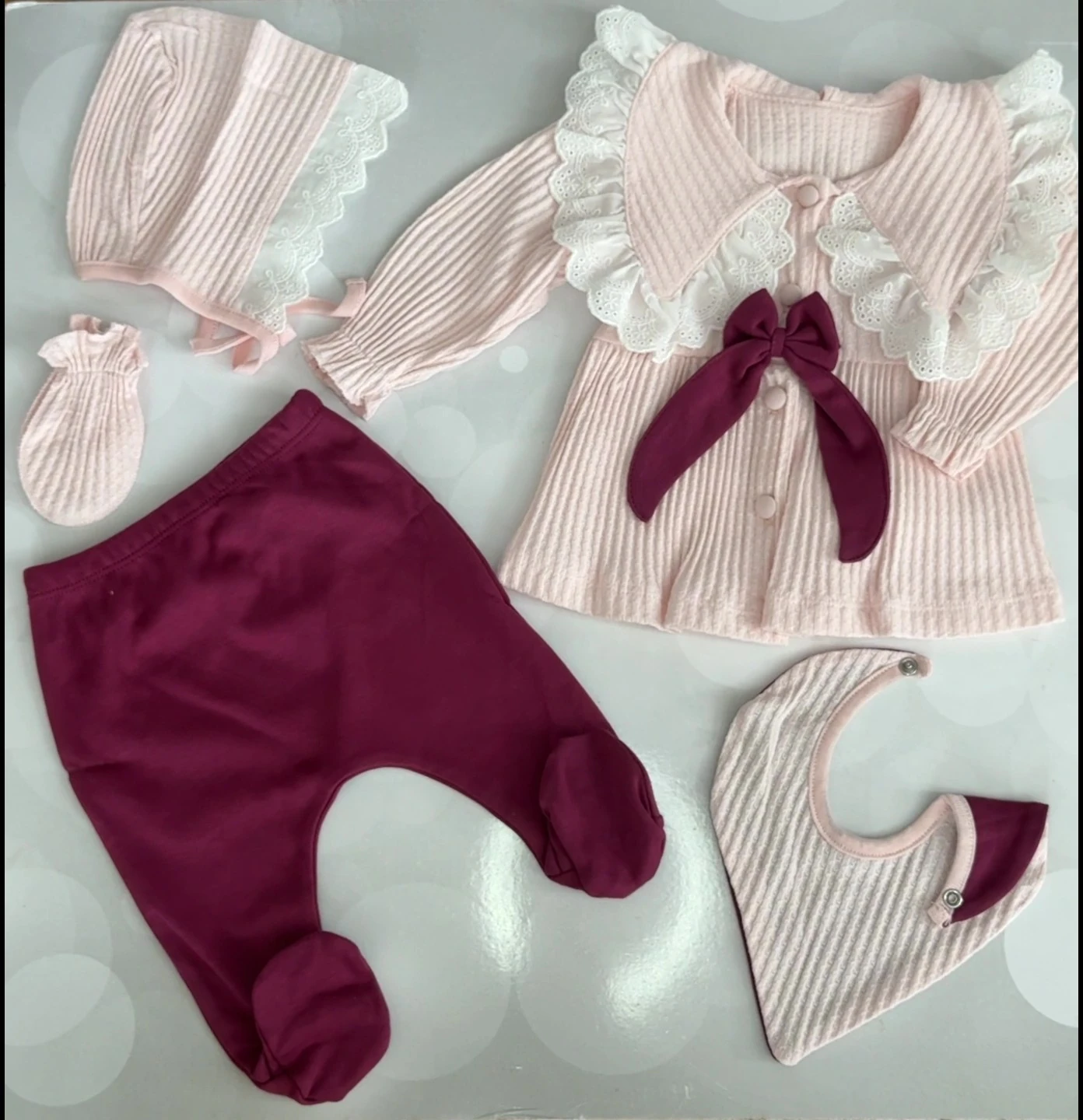 MÜRDÜM PEMBE BEŞLİ KIZ ÇOCUĞU TAKIMI - MÜRDÜM