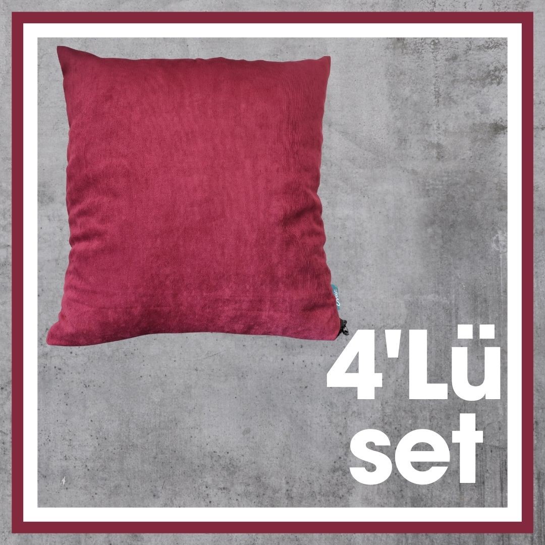 Ovua 4'lü Kırmızı Set Kırlent Kılıfı