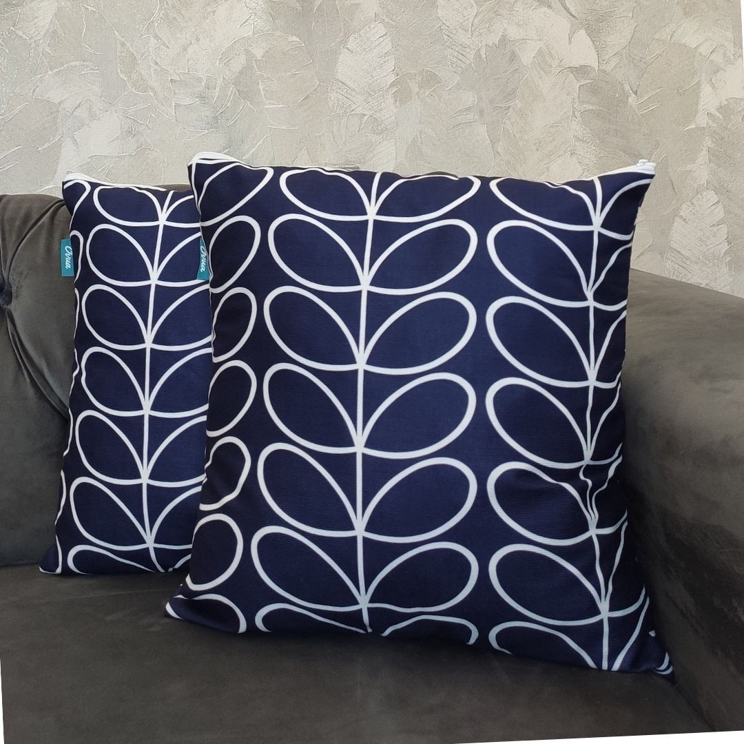 Ovua Mavi Çizgili Desenli Kırlent Kılıfı 2'Li Set