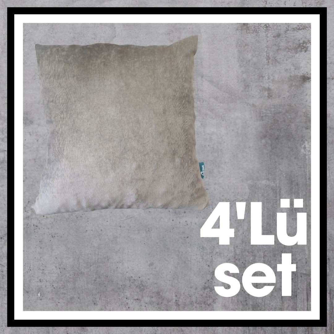 Ovua 4'lü Set Gri Süet Kırlent Kılıfı 