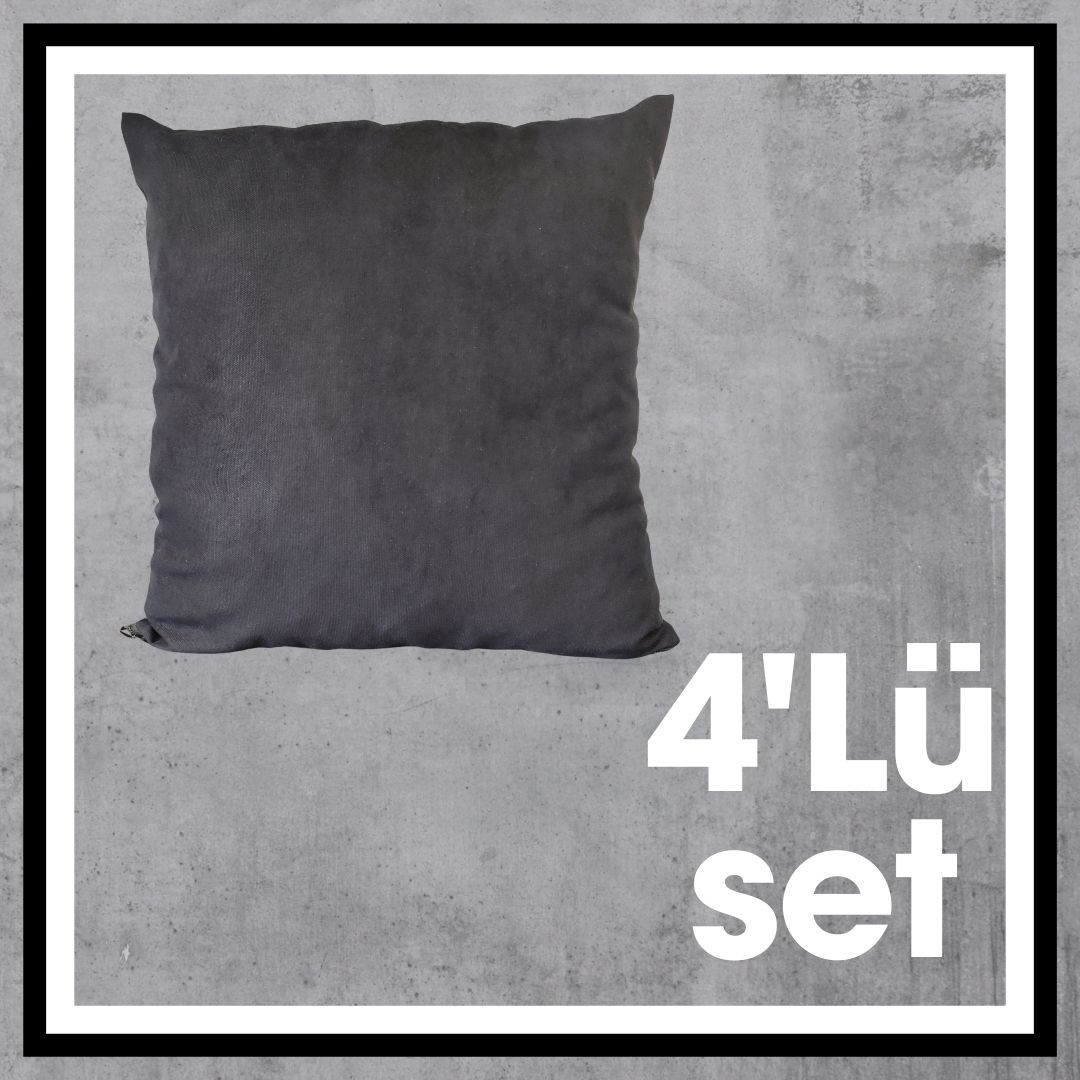 Ovua 4'lü Set Siyah Süet Kırlent Kılıfı 