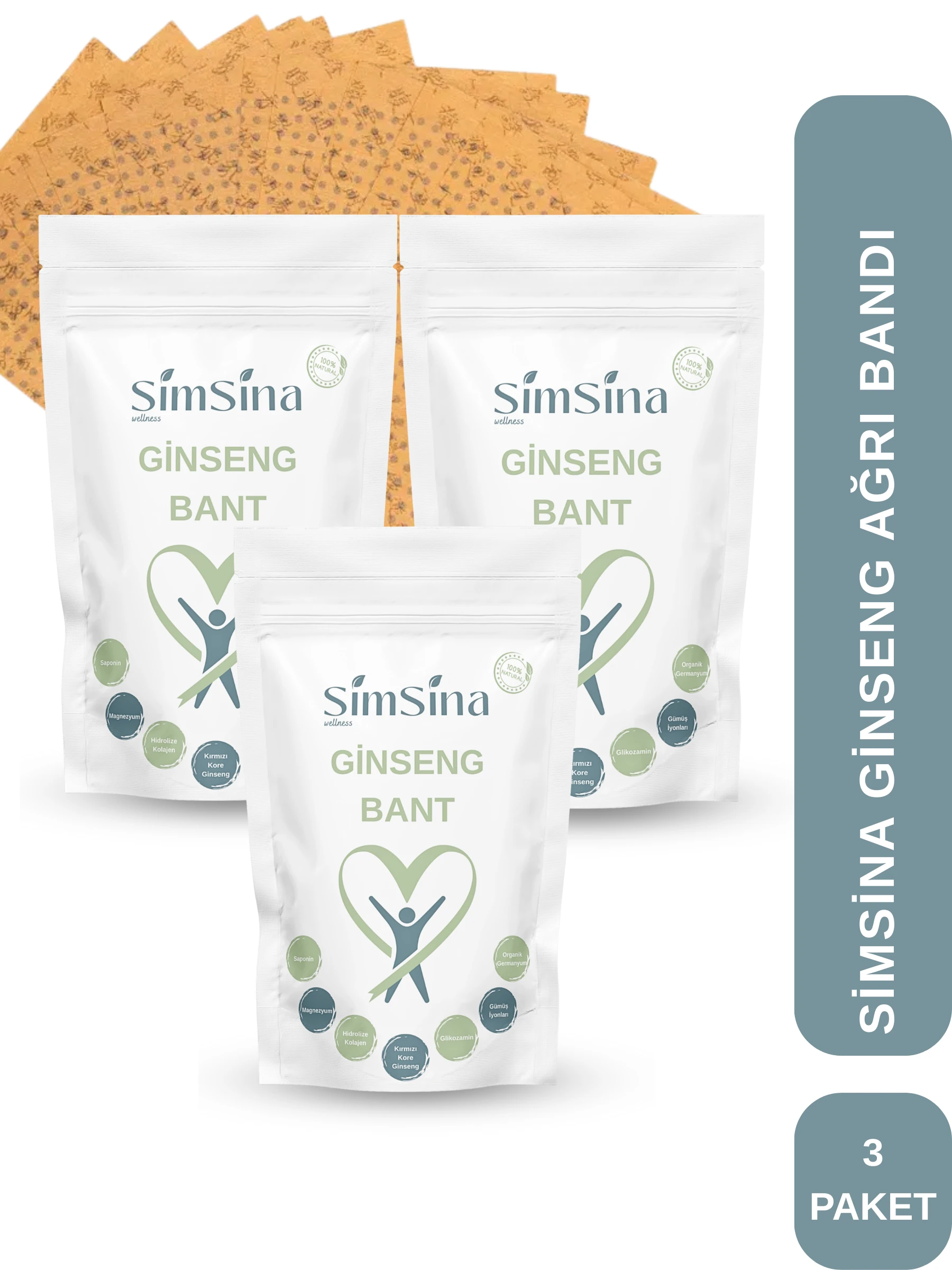 Simsina Ginseng Bant 75 Adet Ginseng Bant - 3 Paket