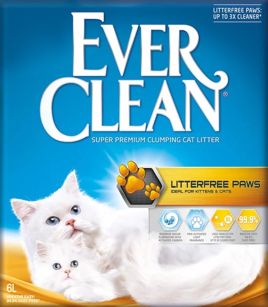 Ever clean LITTERFREE PAWS Yavru ve yetişkin kediler için ideal kedi kumu 10 lt