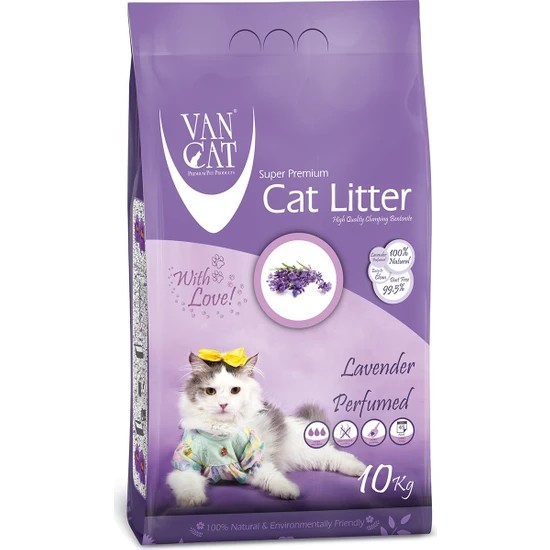 VanCat® Lavanta Kokulu Topaklanan Kedi Kumu ince taneli 10 lt