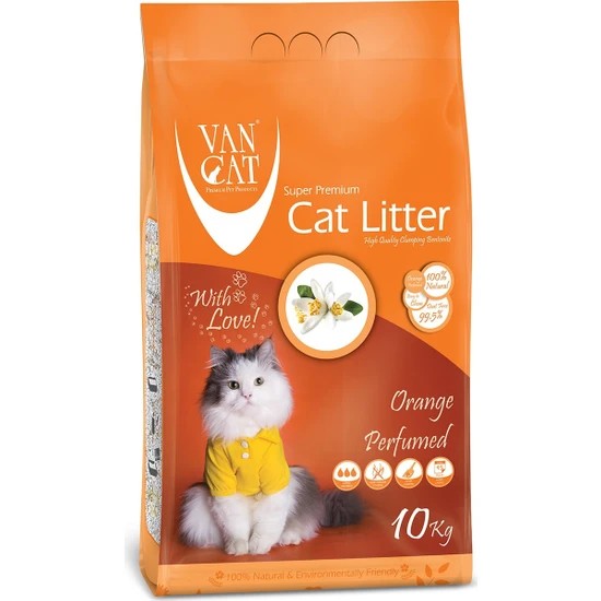 VanCat® Portakal Kokulu Topaklanan Kedi Kumu ince taneli 10 lt