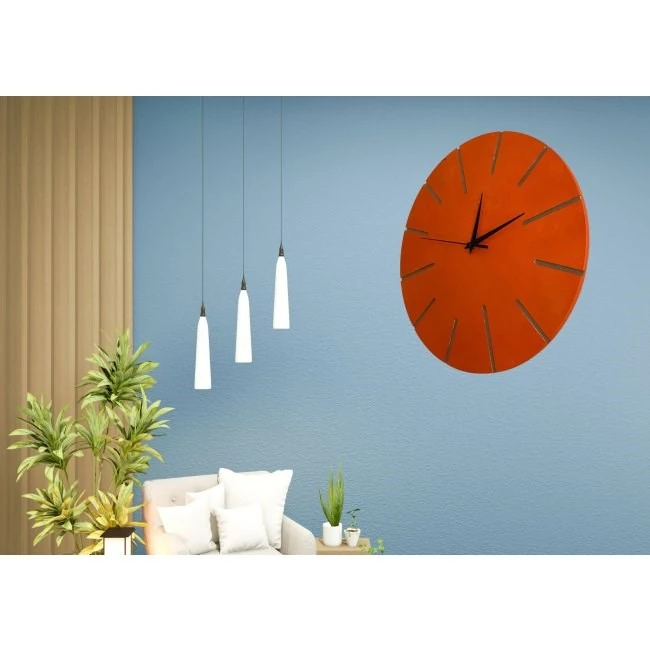 Ahşap Minimal Dekoratif Duvar Saati - 33x33 cm Lacivert