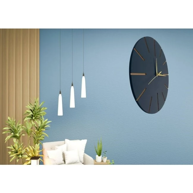 Ahşap Minimal Dekoratif Duvar Saati - 33x33 cm Koyu Yeşil