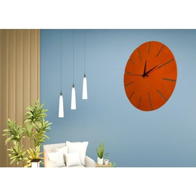 Ahşap Minimal Dekoratif Duvar Saati - 33x33 cm Lacivert