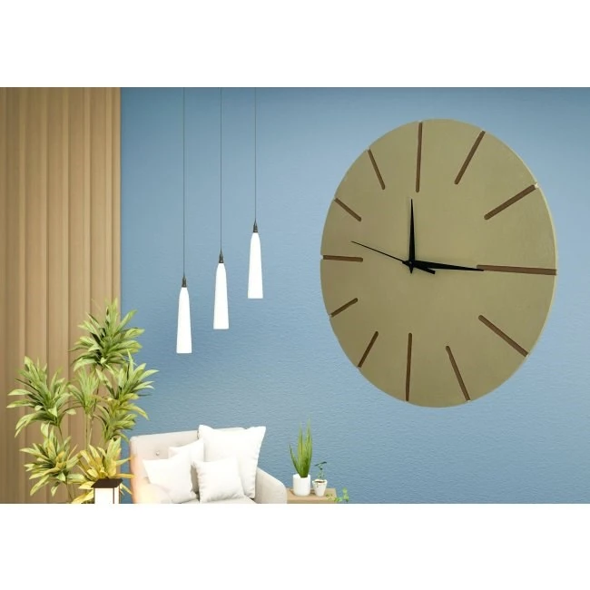 Ahşap Minimal Dekoratif Duvar Saati - 33x33 cm Açık Kahverengi