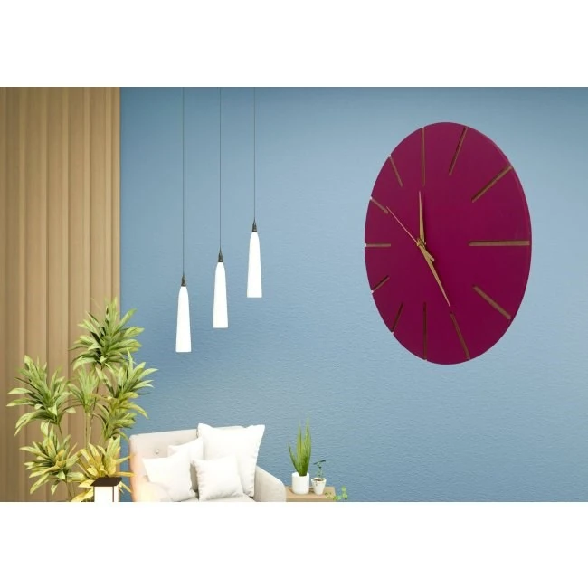 Ahşap Minimal Dekoratif Duvar Saati - 33x33 cm Açık Sarı