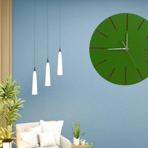 Ahşap Minimal Dekoratif Duvar Saati - 33x33 cm Turuncu