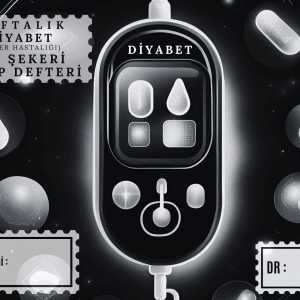 Diyabet Ölçüm Takip Çizelgesi Defteri A Kalite Özel Tasarım 3 Aylık A5 Siyah-Beyaz