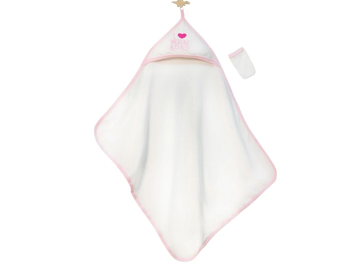 I MAM & DAD Nakışlı Bebek Havlu Silgi – Pembe