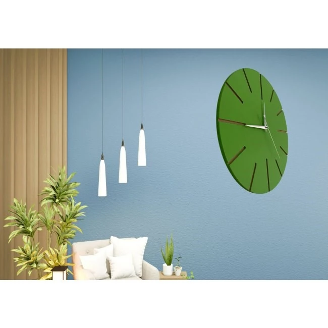 Ahşap Minimal Dekoratif Duvar Saati - 33x33 cm Turuncu