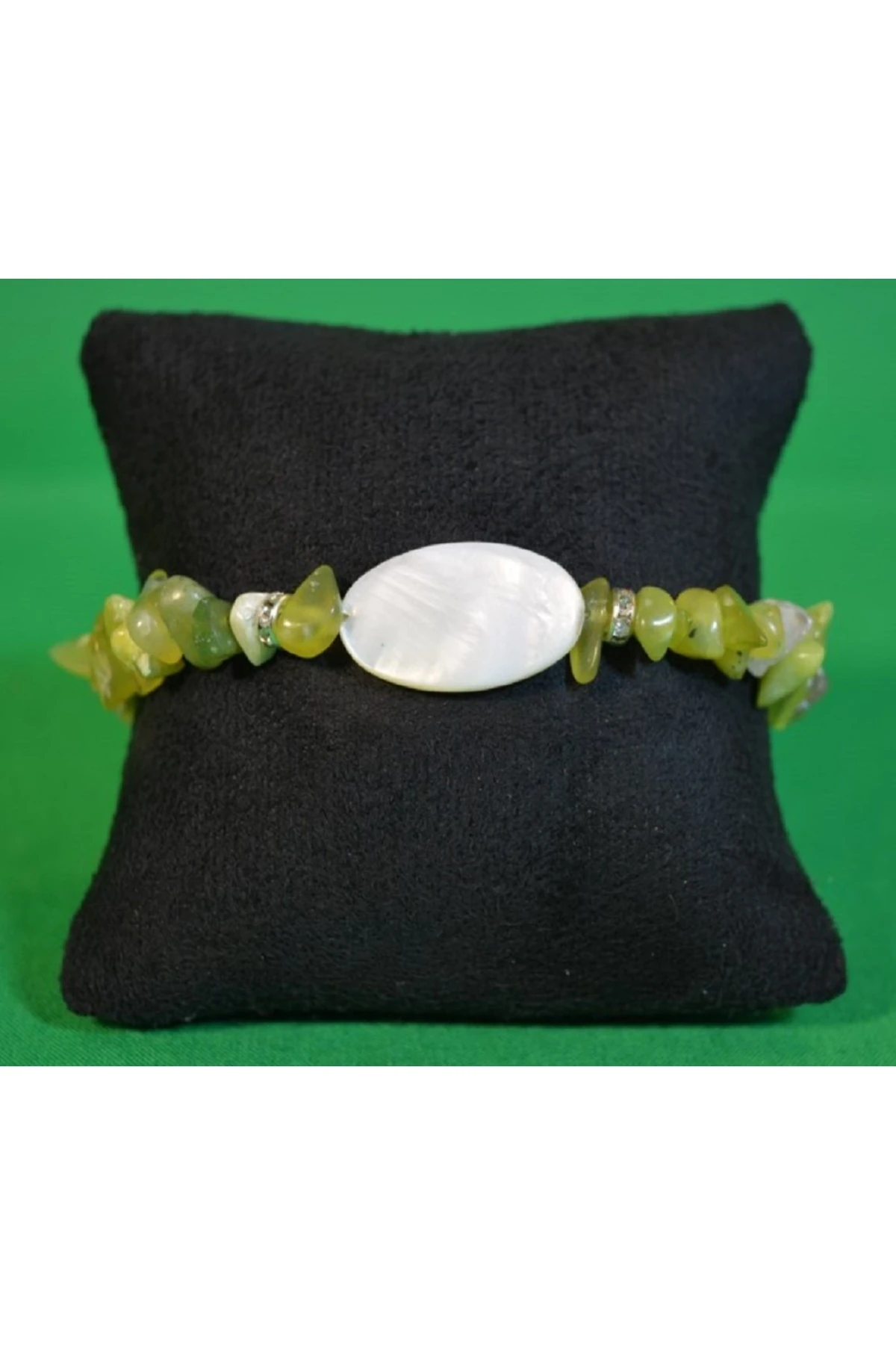 Sedef Uçlu Yeşil Akik Bileklik Küçük