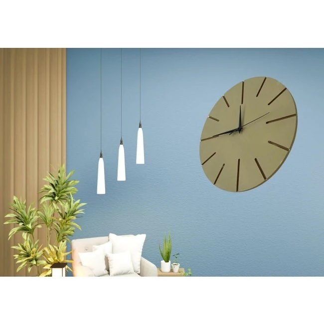 Ahşap Minimal Dekoratif Duvar Saati - 33x33 cm Açık Kahverengi