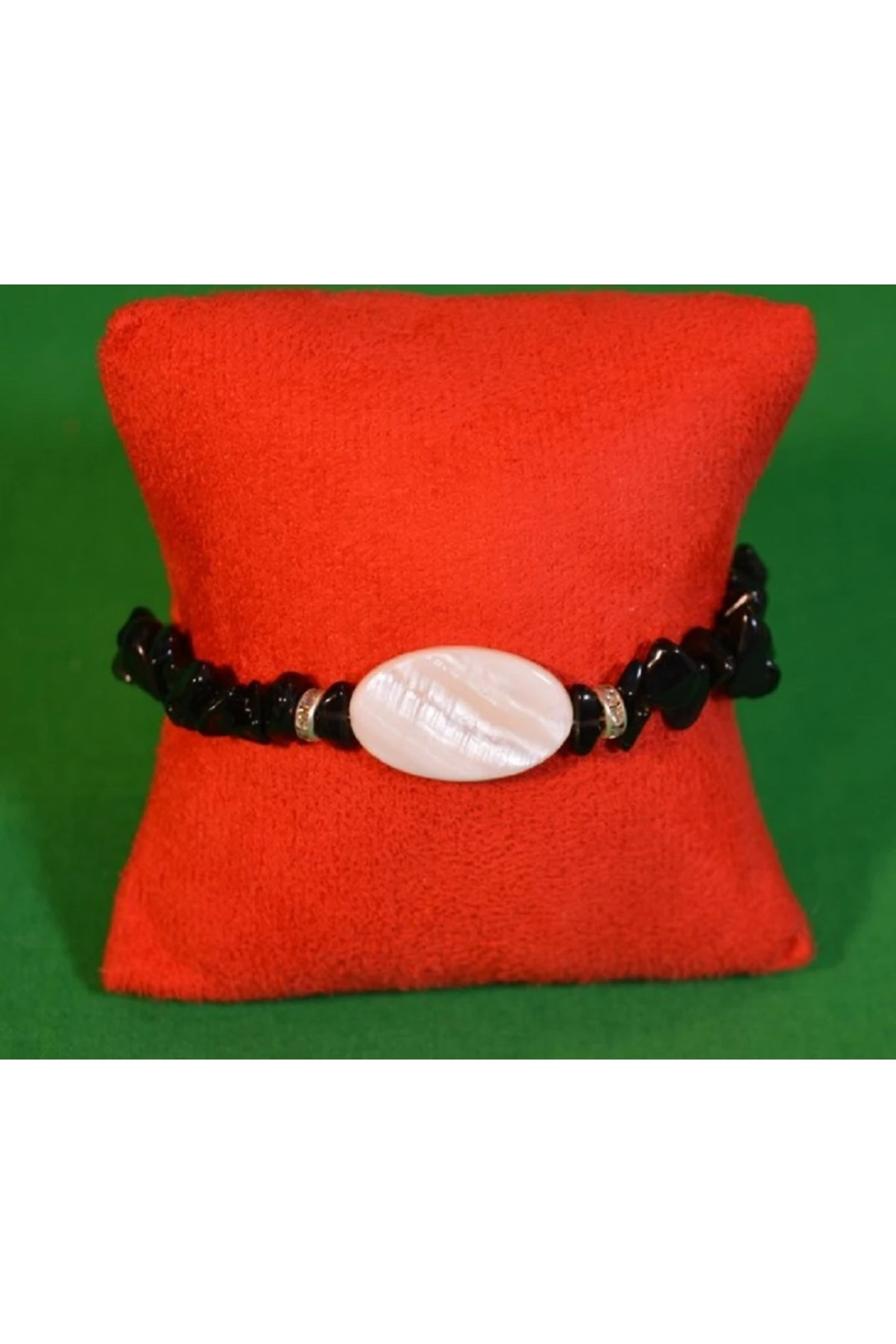 Sedef Uçlu Siyah Akik Bileklik Küçük