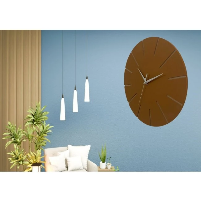 Ahşap Minimal Dekoratif Duvar Saati - 33x33 cm Hardal