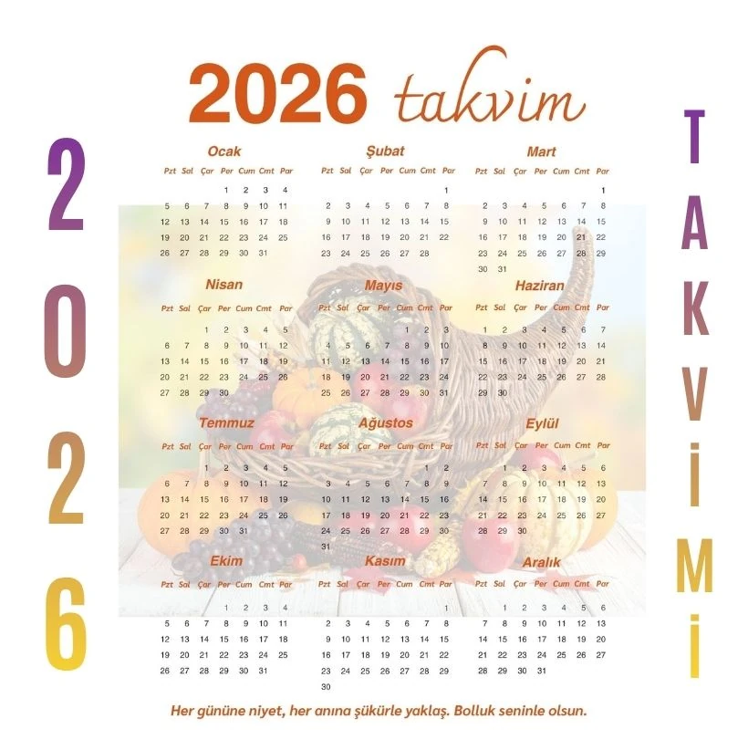 Yıllık Takvim Bolluk-Bereket Tasarım