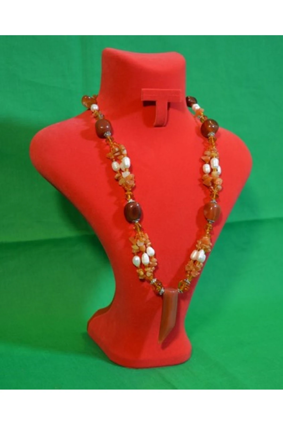 Kahverengi Akik Kolye