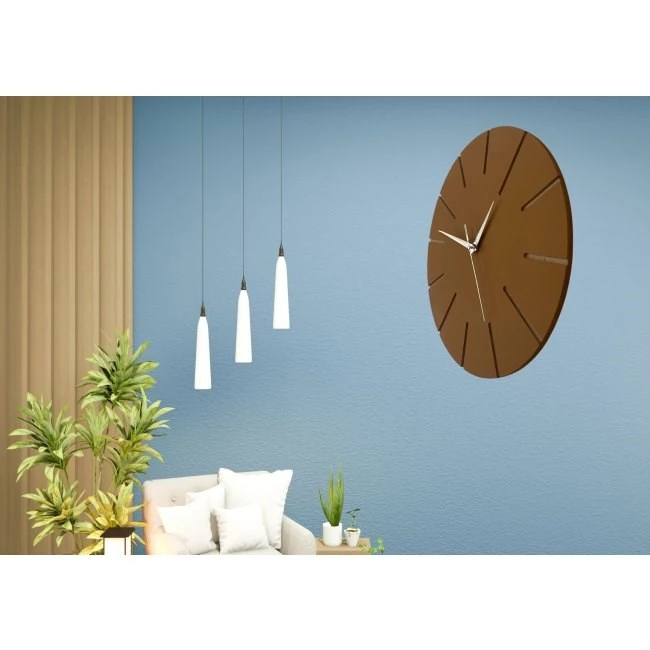 Ahşap Minimal Dekoratif Duvar Saati - 33x33 cm Hardal