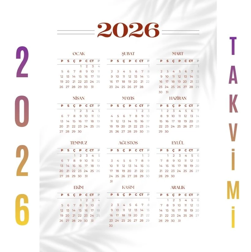 Yıllık Takvim Yaprak Detaylı Bordo Tasarım