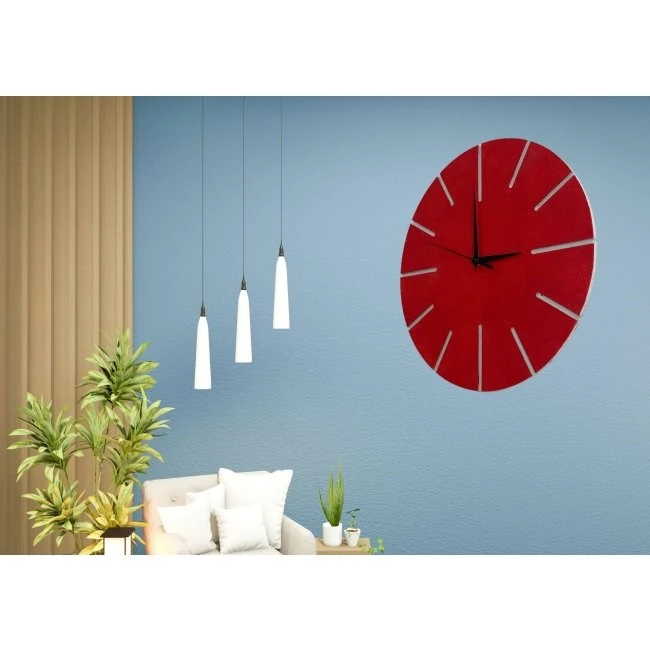 Ahşap Minimal Dekoratif Duvar Saati - 33x33 cm İndigo