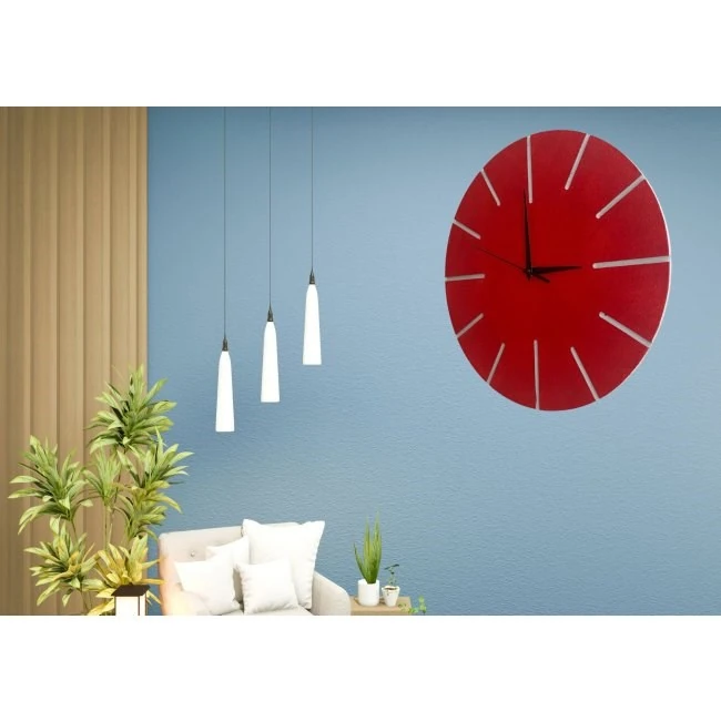 Ahşap Minimal Dekoratif Duvar Saati - 33x33 cm İndigo