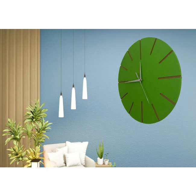 Ahşap Minimal Dekoratif Duvar Saati - 33x33 cm Turuncu