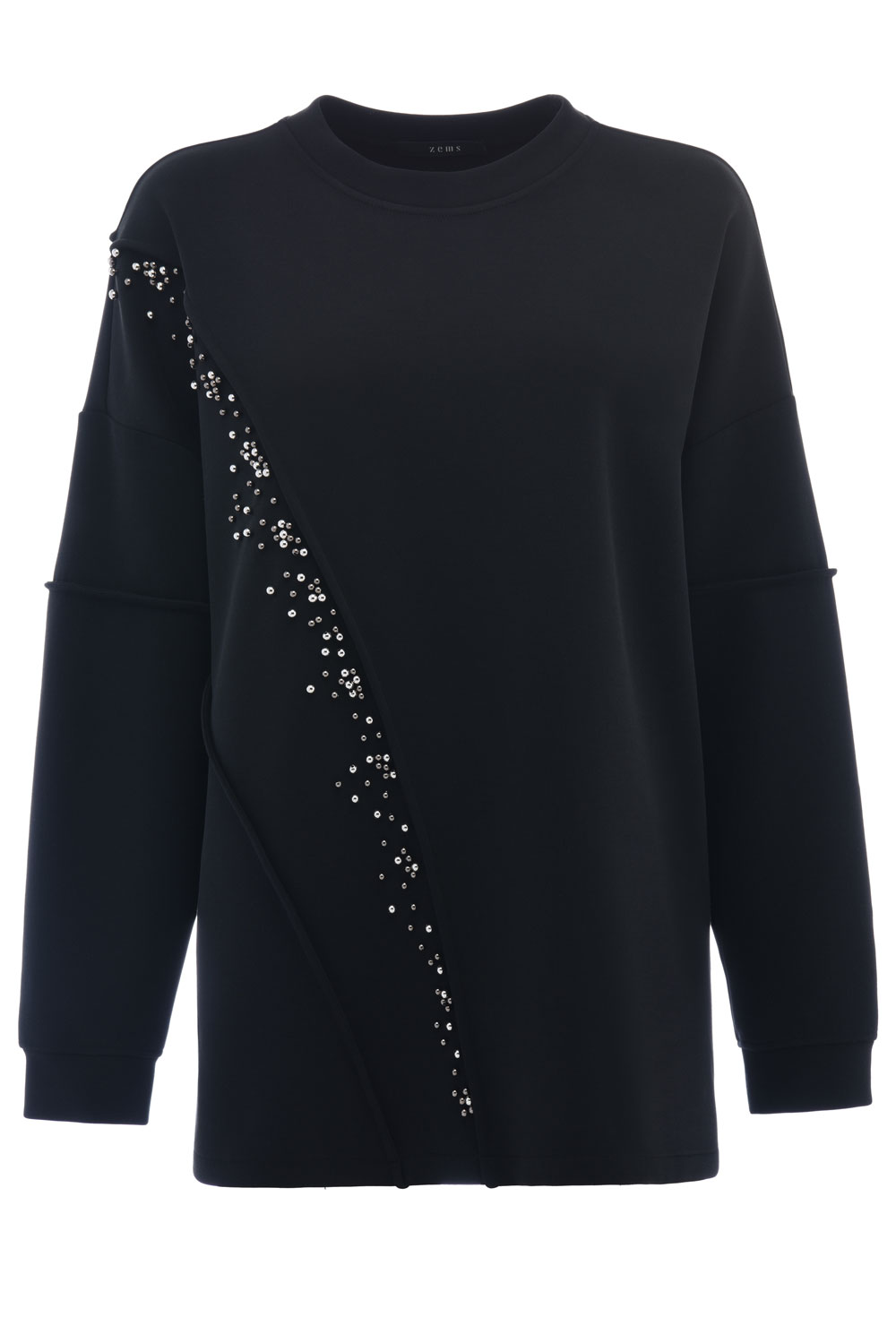 Boncuk Detaylı Modal Eşofman Takımı - SİYAH