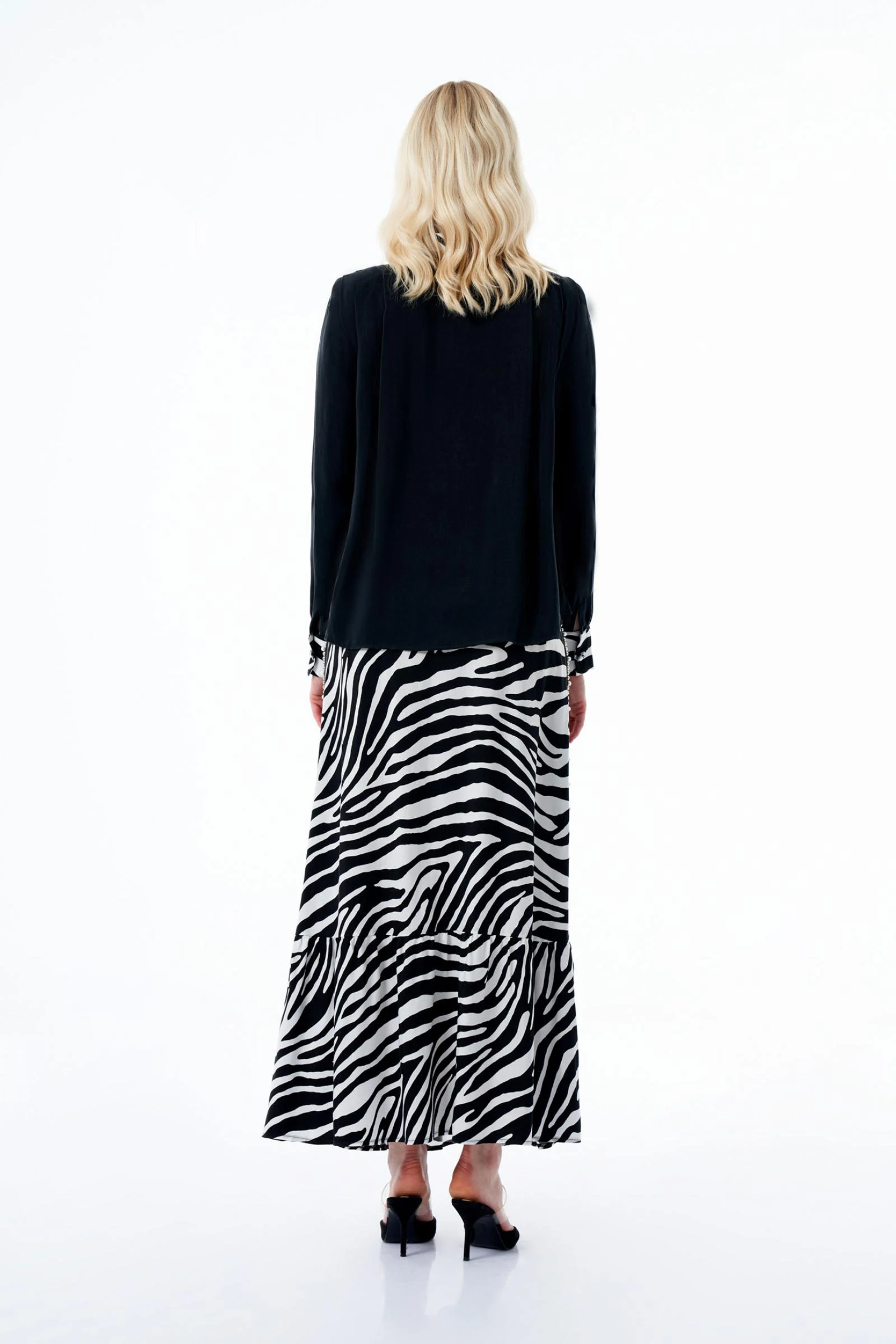 Zebra Desen Kadın Uzun Etek