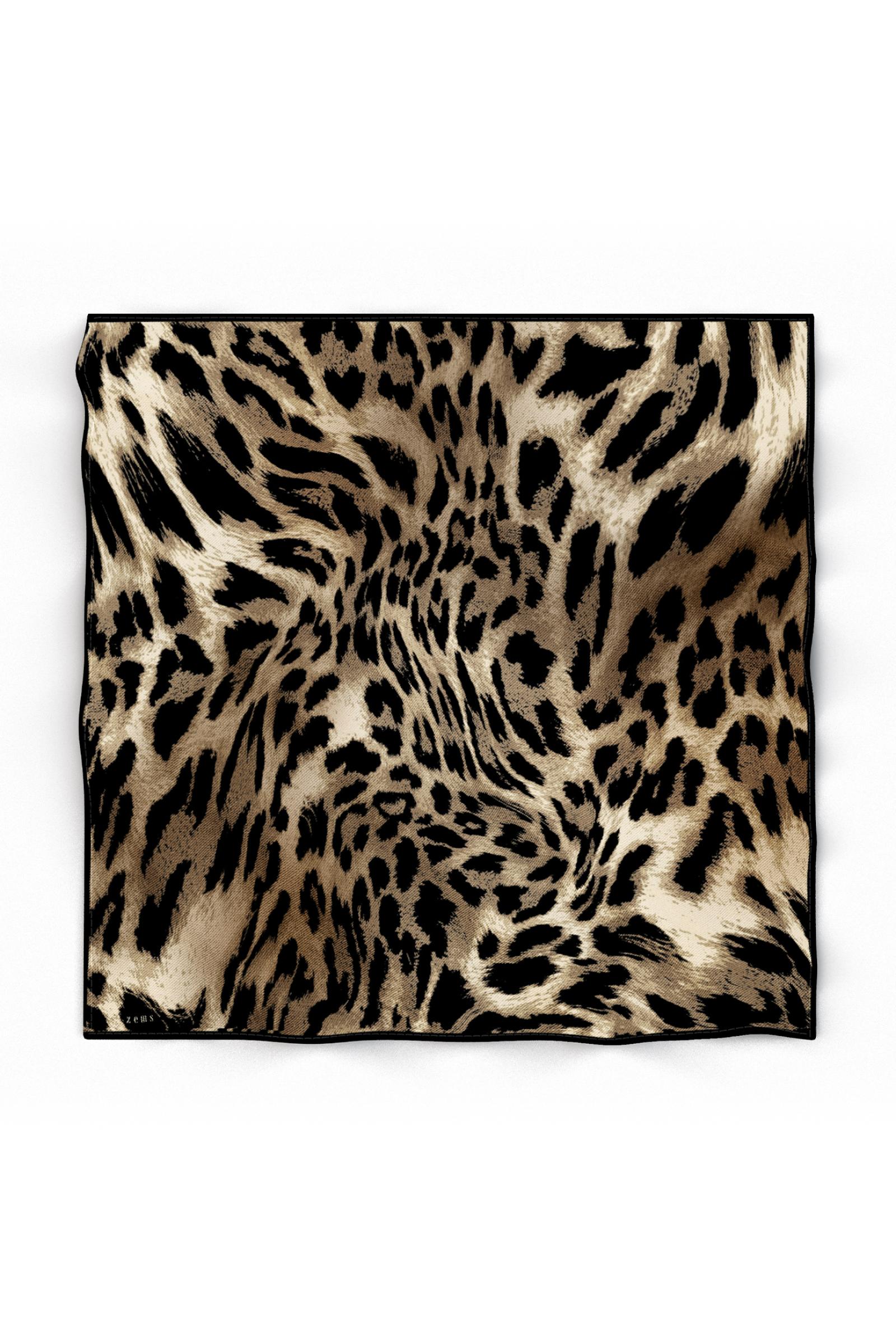 Zems Leopar Desen Twill İpek Eşarp