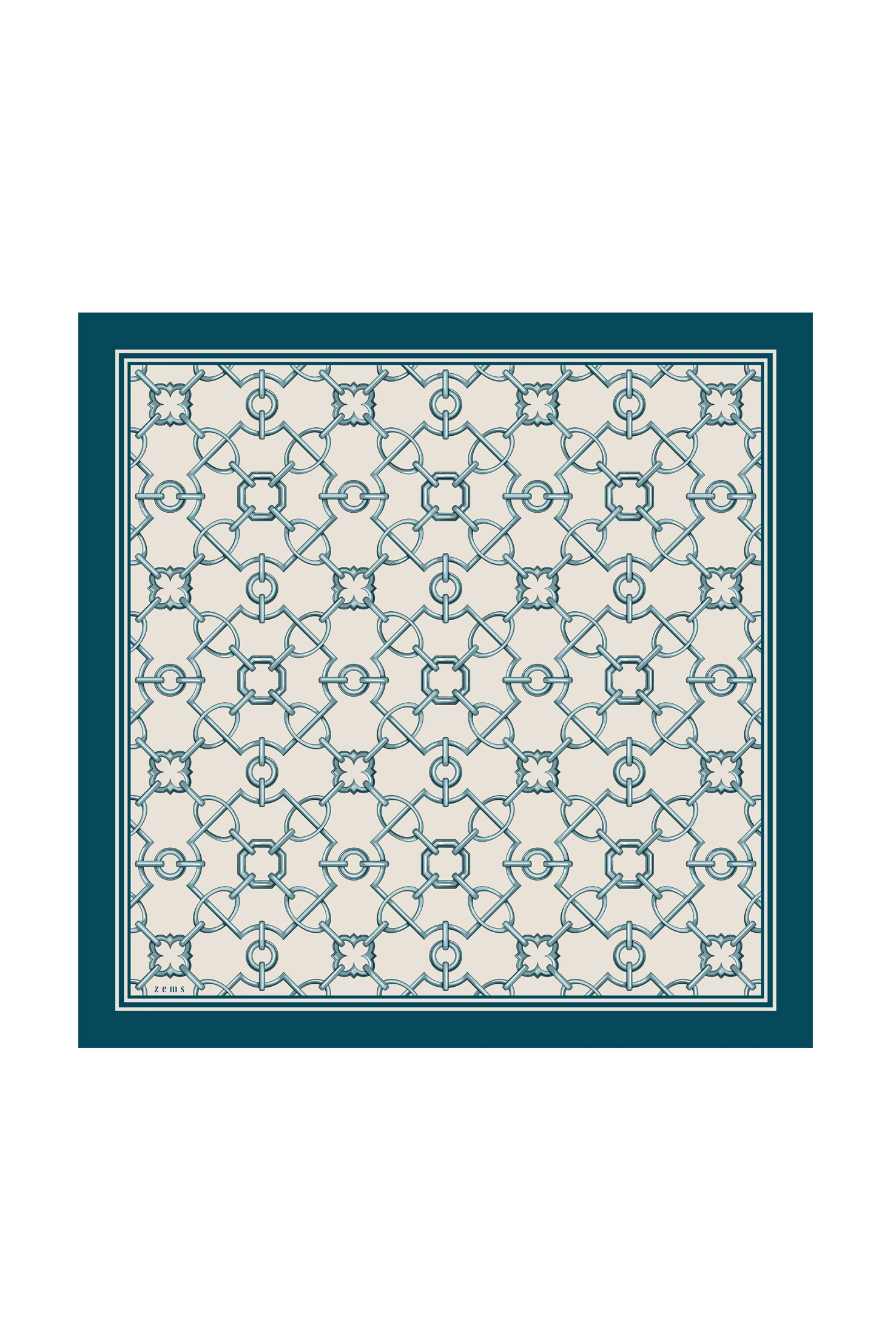 Zems Zincir Desen Twill İpek Eşarp - TURKUAZ