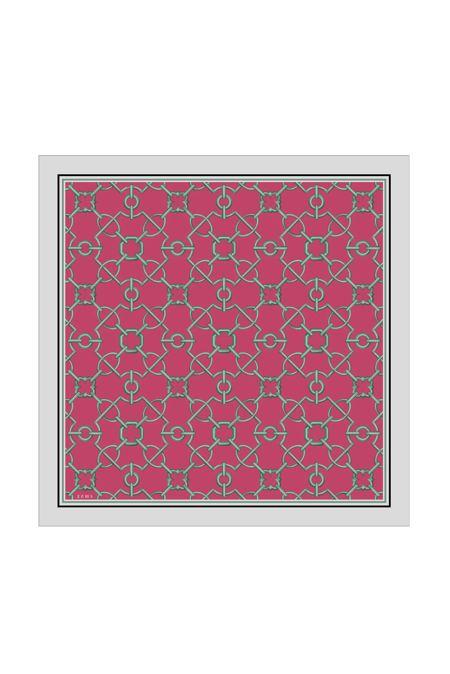 Zems Zincir Desen Twill İpek Eşarp - PEMBE