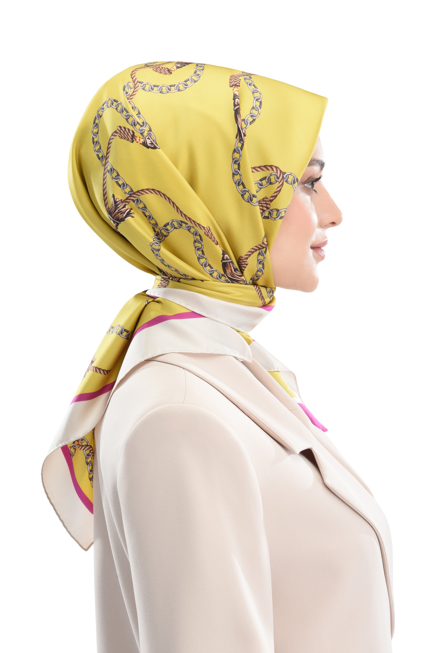 Zems Zincir Desen Twill İpek Eşarp