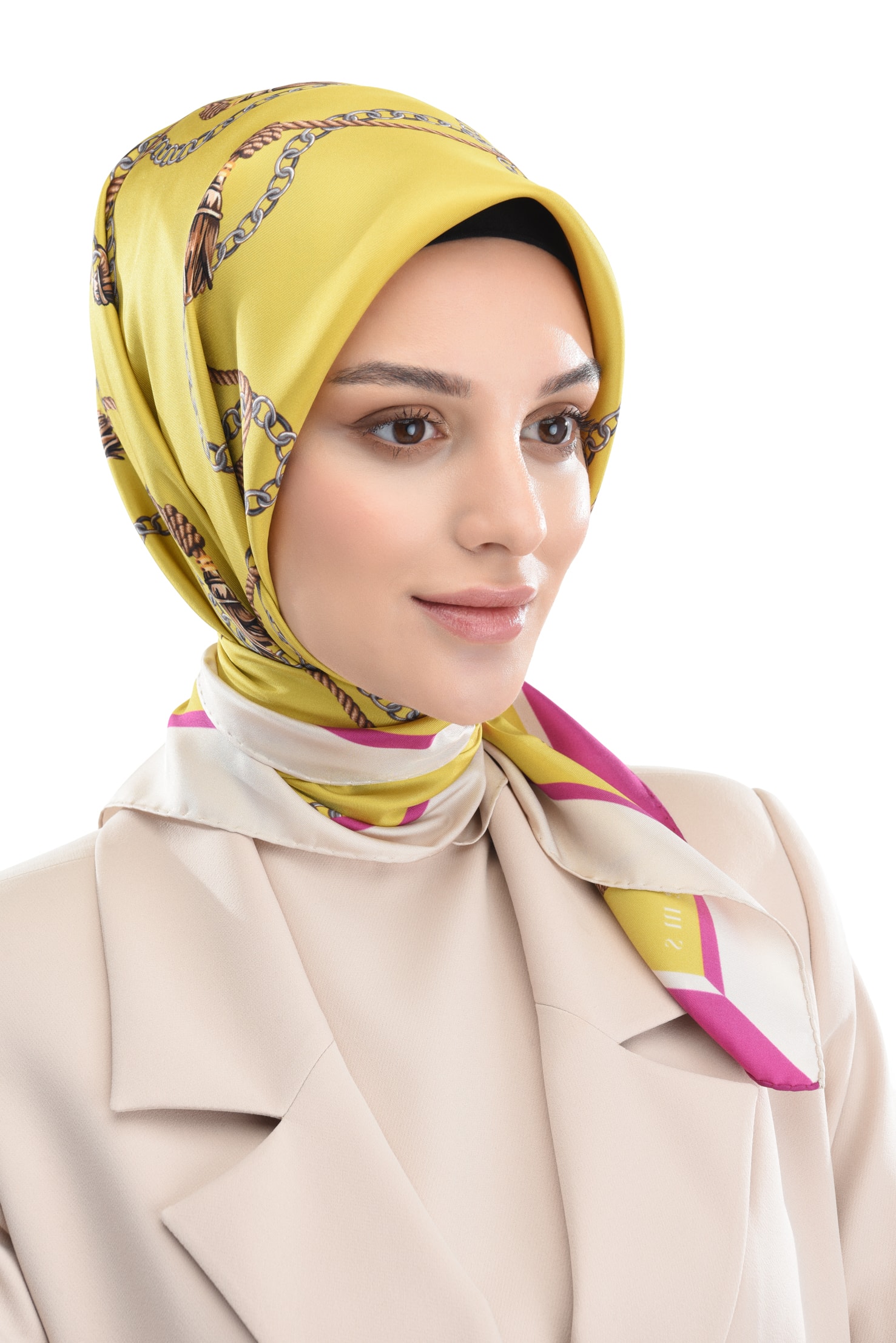 Zems Zincir Desen Twill İpek Eşarp