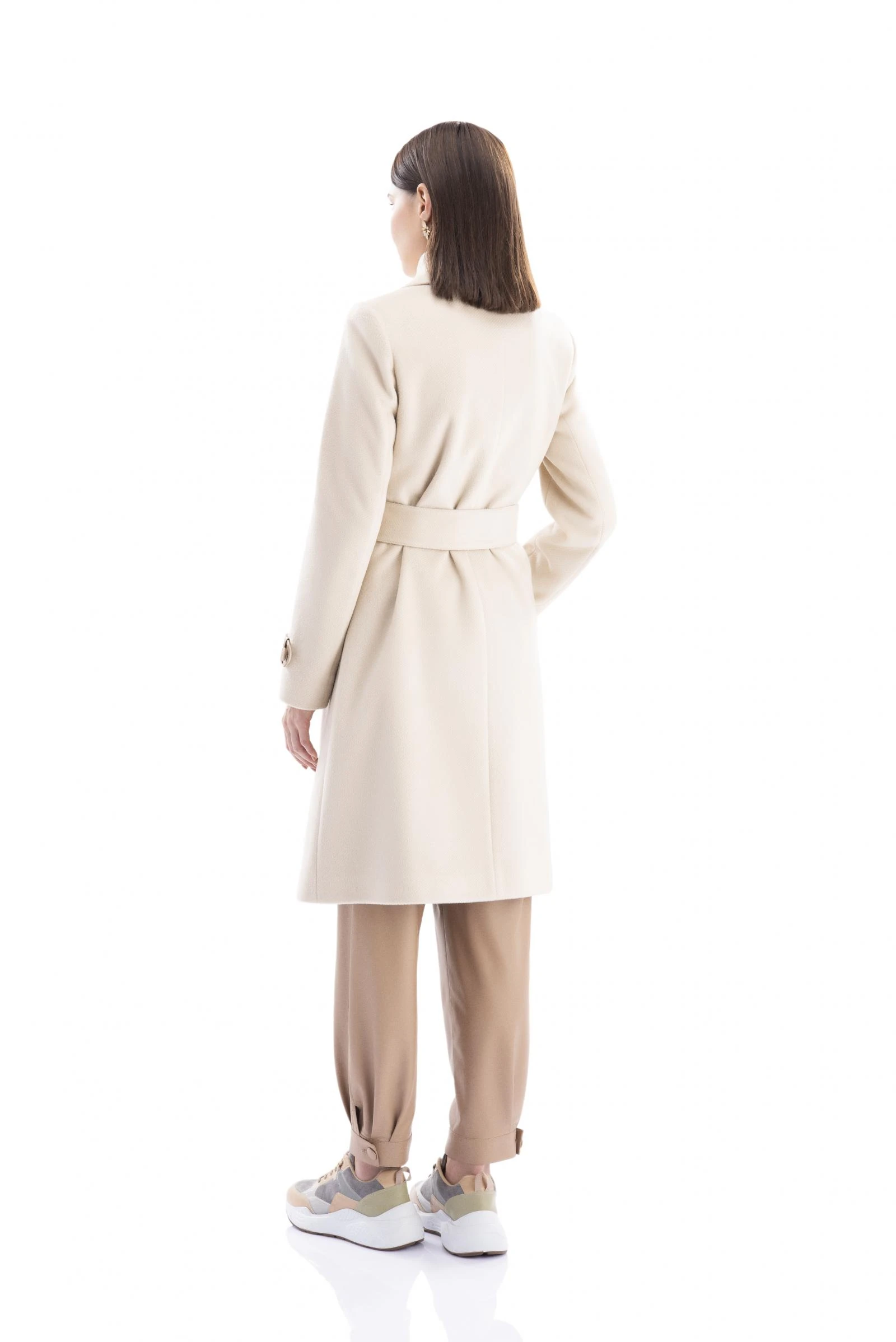 Deri Detaylı Kaşe Kaban