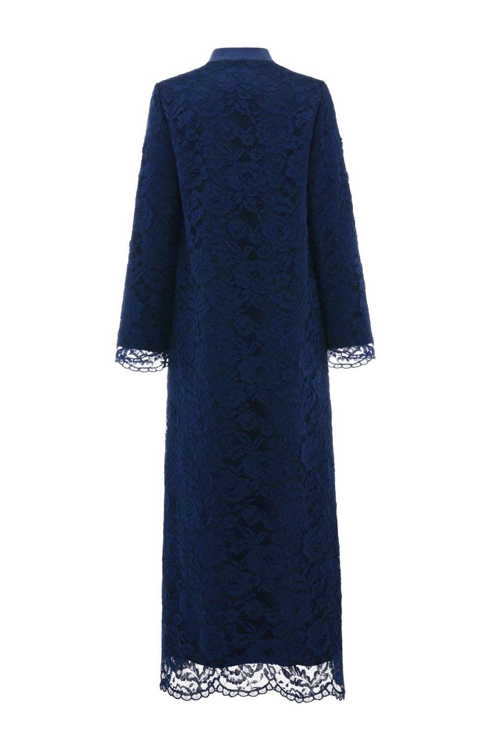 Lacivert Dantel Uzun Elbise